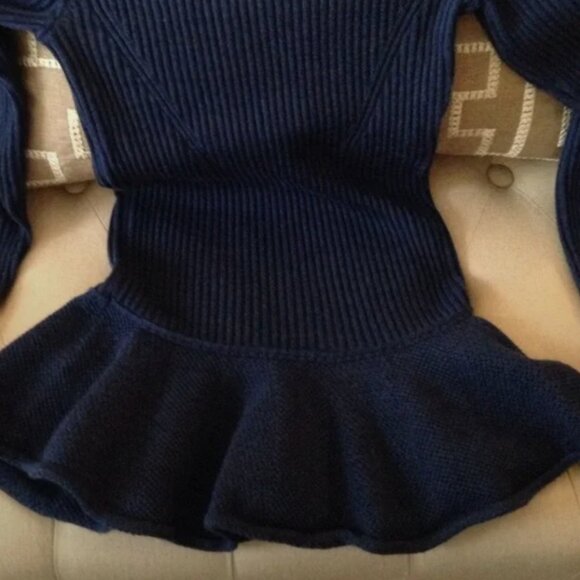 Tory Burch Ramona Merino Wool Peplum Sweater XS - Picture 4 of 13